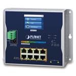 Planet WGS-5225-8P2SV plochý L3 switch, 8x1Gb, 2x2.5Gb SFP, PoE 30/240W, 48-56VDC, -20~70°C, IP30, fanless, touch LCD