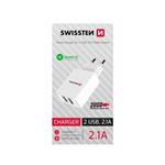 SWISSTEN SÍŤOVÝ ADAPTÉR SMART IC, CE 2x USB 2,1 A POWER BÍLÝ (SAMOPRODAVAČ)