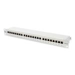 Digitus CAT 6 patch panel, stíněný, 24 portů RJ45, 8P8C, LSA, 1U, montáž do stojanu, šedá, 482x44x109 mm