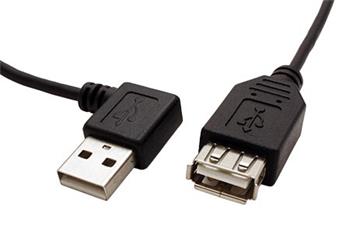 USB 2.0 kabel prodlužovací A-A, M-F, lomený vpravo, 30cm