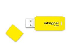 Integral USB 64GB NEON yellow, USB 2.0 with removable cap