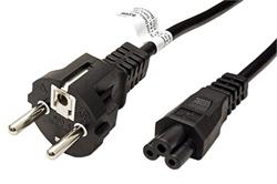 Kabel k notebooku, CEE 7/7(M) - IEC320 C5 (trojlístek), černý, 1,8m, přímý, černý