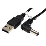 Kabel napájecí USB -> souosý napájecí konektor 5,5x2,1mm, lomený 90°, 1,5m