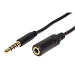 Kabel prodlužovací audio 4pol.jack3,5M- 4pol.jack3,5F, 2m, černý
