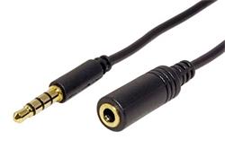 Kabel prodlužovací audio 4pol.jack3,5M- 4pol.jack3,5F, 3m, černý