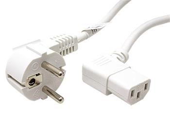 Kabel síťový, CEE 7/7(M) - IEC320 C13, 90°, 5m, bílý