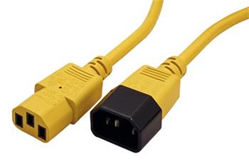 Kabel síťový prodlužovací IEC320 C14 - IEC320 C13, 1,8m, žlutý