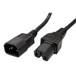 Kabel síťový prodlužovací, IEC320 C14 - IEC320 C15, 1,8m, černý