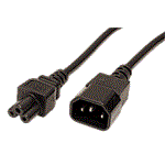 Kabel síťový prodlužovací k notebooku, IEC320 C14 - C5, 2m (trojlístek)