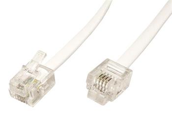 Kabel telefonní s konektory RJ11, 6/4, bílý, 10m