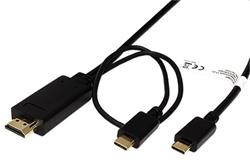 Kabel USB C(M) -> HDMI A(M) + USB C(M) PD, 4K@60Hz, 1 m, černý