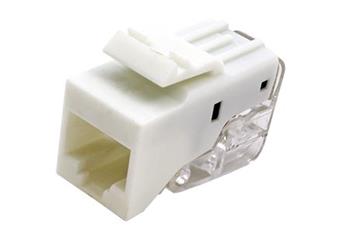 Keystone konektor RJ45 kat. 5e, bílý, nestíněný, 180°, montáž bez nástrojů