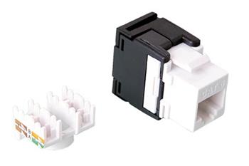 Keystone konektor RJ45 kat. 6, bílý, nestíněný, 180°, montáž bez nástrojů