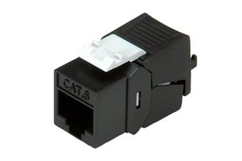 Keystone konektor RJ45 kat. 6, černý, nestíněný, 180°, montáž bez nástrojů