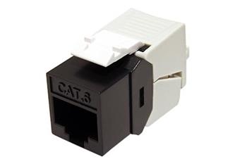 Keystone konektor RJ45 kat. 6, černý, nestíněný, 180°, montáž bez nástrojů