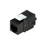 Keystone konektor RJ45 kat. 6, černý, nestíněný, 180°, montáž bez nástrojů