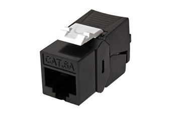 Keystone konektor RJ45 kat. 6a, černý, nestíněný, 180°, montáž bez nástrojů
