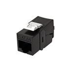 Keystone konektor RJ45 kat. 6a, černý, nestíněný, 180°, montáž bez nástrojů