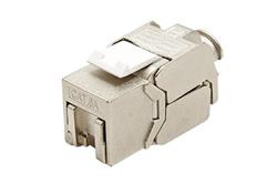 Keystone konektor RJ45 kat. 6a, stíněný, 180°, kryt, montáž bez nástrojů
