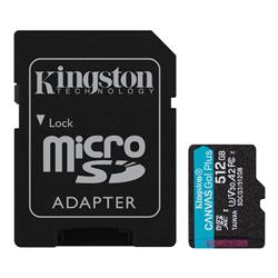 Kingston Canvas Go Plus A2/micro SDXC/512GB/UHS-I U3 / Class 10/+ Adaptér