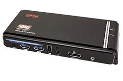 KVM přepínač (USB Klávesnice a Myš, DP, Audio) 2:1, USB 3.0 hub, 4K