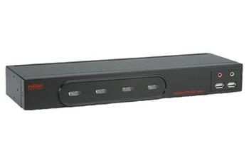 KVM přepínač (USB Klávesnice, dual DVI, USB Myš, Audio) 4:1, USB