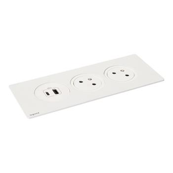 Legrand - Incara™ Disq'In - Zapuštěný zásuvkový blok 2x2P+T/USB A+C, bílá, kabel 2m, bez rámečku!