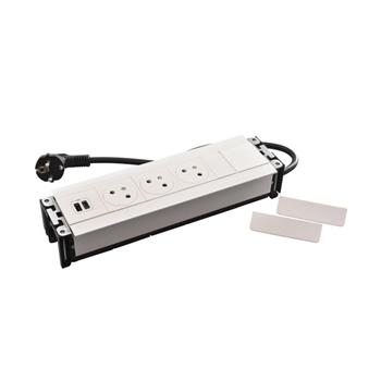 Legrand - Incara™ Multilink - Modular. zapuštěný blok do sádrokartónu bílý: 3x2P+T/USB A+C (15W), kabel 2m