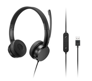 Lenovo sluchátka USB-A Wired Stereo On-Ear Headset (with control box)/USB/Černá