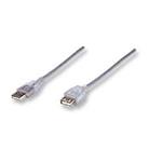 Manhattan Hi-Speed USB Extension Cable A-A M/F 4,5m Translucent Silver