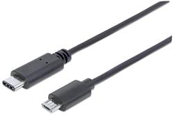 Manhattan Kabel USB 2.0, typ-C / Micro-B M/M 1m černý