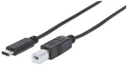 Manhattan Kabel USB 2.0, typ-C / typ-B M/M 1m černý