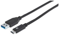 Manhattan Kabel USB 3.1 Gen2, typ-C / typ-A M/M 1m černý