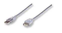 Manhattan USB 2.0 kabel A-A M/F 1,8m, stříbrný