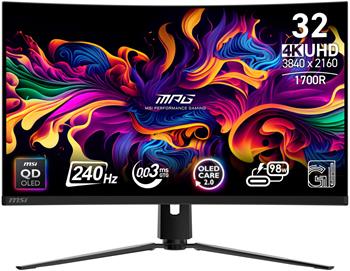 MSI Gaming MPG 321CURX QD-OLED/ 31,5"/ 3840×2160 / QD-OLED/ 0,03ms/ 240Hz/ 1000cd/m2/ 1500000:1/ HDMI/ DP/ VESA/ černý