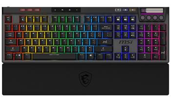 MSI herní klávesnice STRIKE PRO Wireless Silent/ bezdrátová 2,4GHz+BT/ mechanická/ RGB/ USB/ předložka/ US layout
