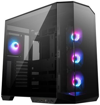 MSI skříň MAG PANO 100R PZ Black/ bez zdroje/ levé a přední sklo/ 4x 120 mm A-RGB fan/ 1x USB-C/ 1x USB3.2/ černá