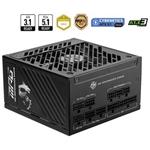 MSI zdroj MPG A1000GS PCIE5/ 1000W/ ATX3.1/ akt. PFC/ 10 let celk. záruka/ 135mm fan/ modulární kabeláž/ 80PLUS Gold