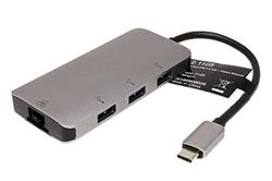 Multiport adaptér USB 5Gbps, USB C(M) -> 1Gb LAN + Hub 3x USB3.0 A(F)