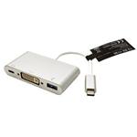Multiport adaptér USB C(M) -> DVI-D(F), 1920x1200, USB3.0 A(F), USB C(F) PD