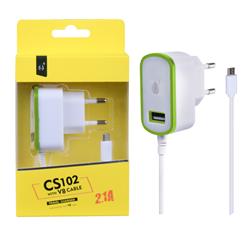 Nabíječka PLUS MicroUSB s USB výstupem 5V/2,1A, zelená