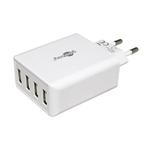 Napájecí adaptér síťový (230V) - 4x USB, 30W, bílý