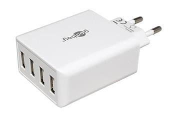 Napájecí adaptér síťový (230V) - 4x USB, 30W, černý