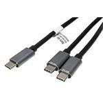 Napájecí kabel USB C, USB C - 2x USB C, 100W, černý, 1,85 m