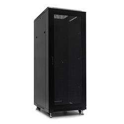 Netrack standing server cabinet 32U/600x600mm (glass door)-black FULLY ASSEMBLED