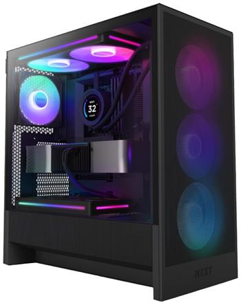 NZXT skříň H5 Flow RGB edition / 1x360 mm RGB core fan / 1x120mm / USB 3.0 / USB-C 3.1 / průhledná bočnice / mesh /čern