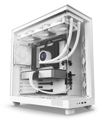 NZXT skříň H6 Flow dvoukomorová / MidT / 3x120mm fan / 2xUSB 3.2 / USB-C / prosklená bočnice i čelo / bílá