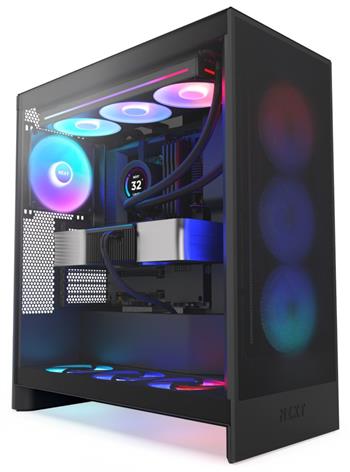 NZXT skříň H7 Flow RGB edition / ATX / 1x 360mm RGB Fan/ USB-C / 2x USB / proskl. bočnice / mesh panel / RGB / černá