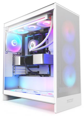 NZXT skříň H7 Flow RGB edition / ATX / 1x360mm RGB core fan/ USB-C / 2x USB / proskl. bočnice / mesh panel / RGB / bílá