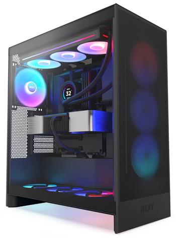 NZXT skříň H7 Flow RGB edition / ATX / 1x360mm RGB core fan/ USB-C / 2x USB / proskl. bočnice / mesh panel / RGB / čern